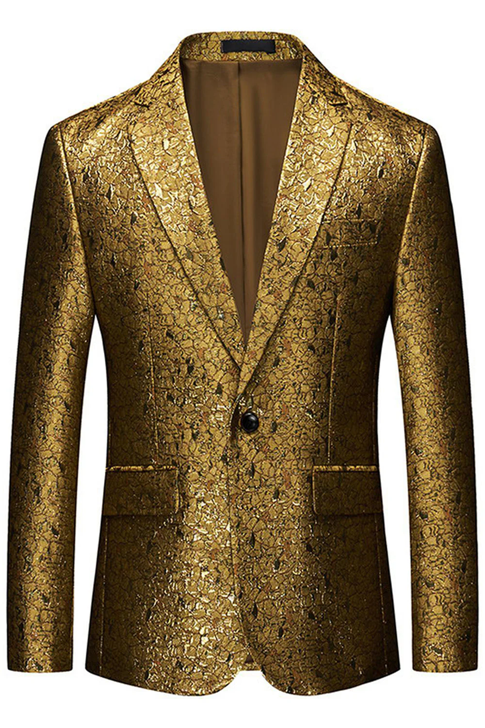 Blazer de bal à texture revers crantés dorés scintillants