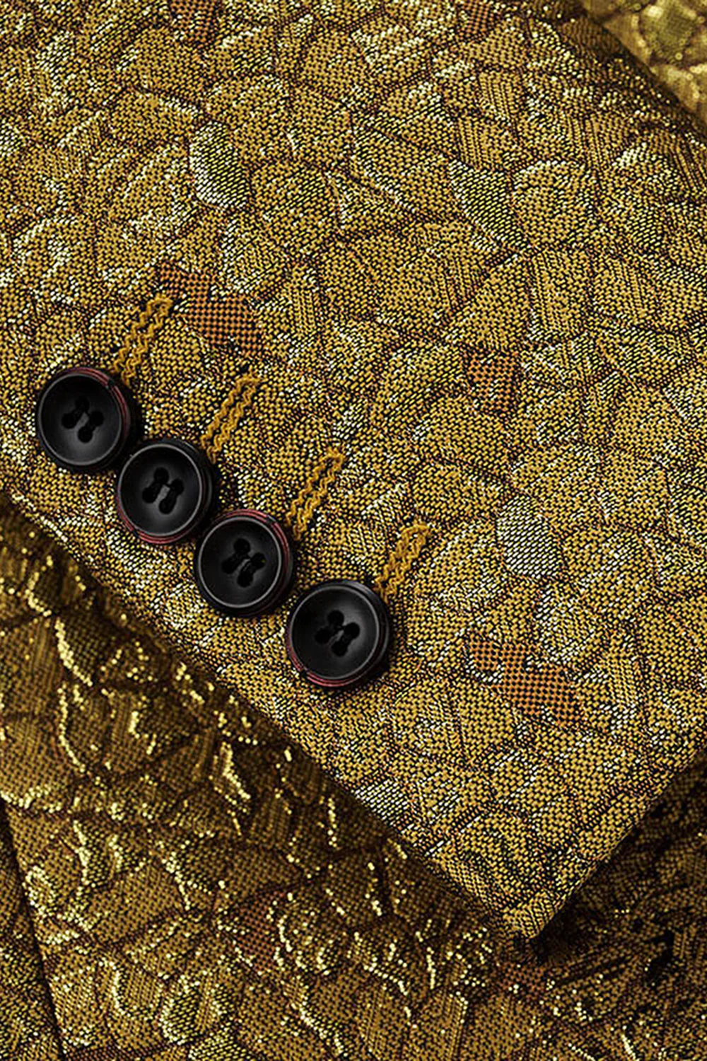 Blazer de bal à texture revers crantés dorés scintillants - Image 4