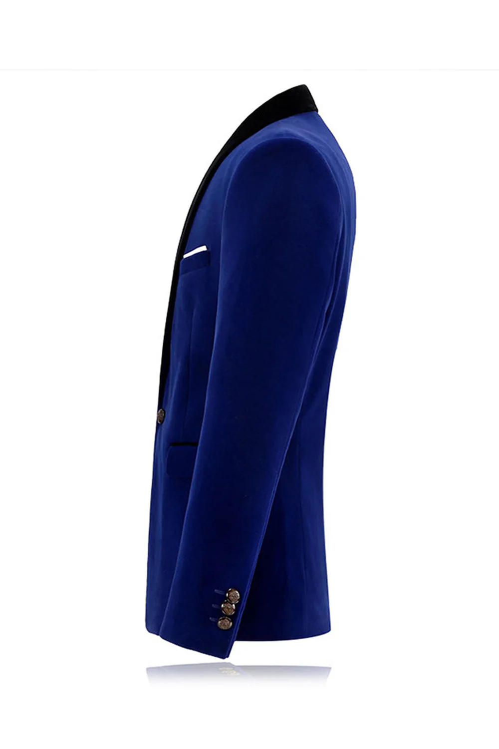 Blazer de bal à un bouton à revers châle bleu pour homme - Image 3