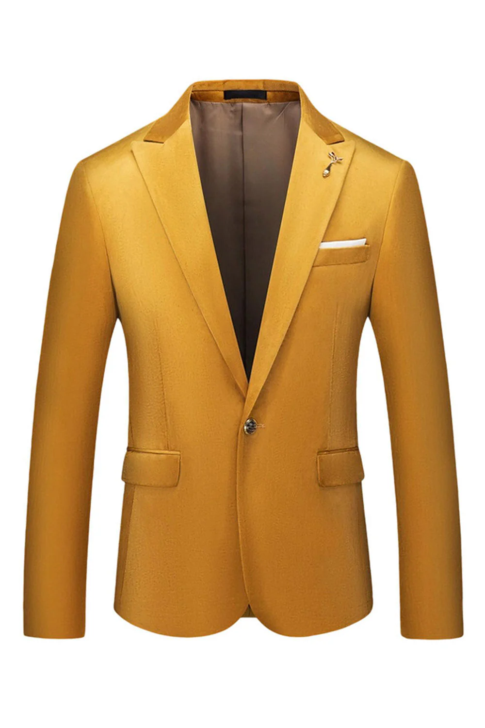 Blazer de bal à un bouton à revers en pointe jaune