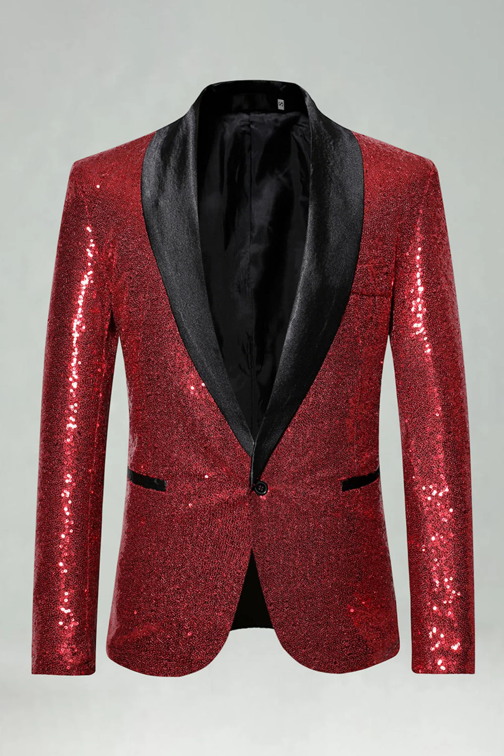 Blazer de bal masculin en châle à sequins et en revers bleu royal - Image 10