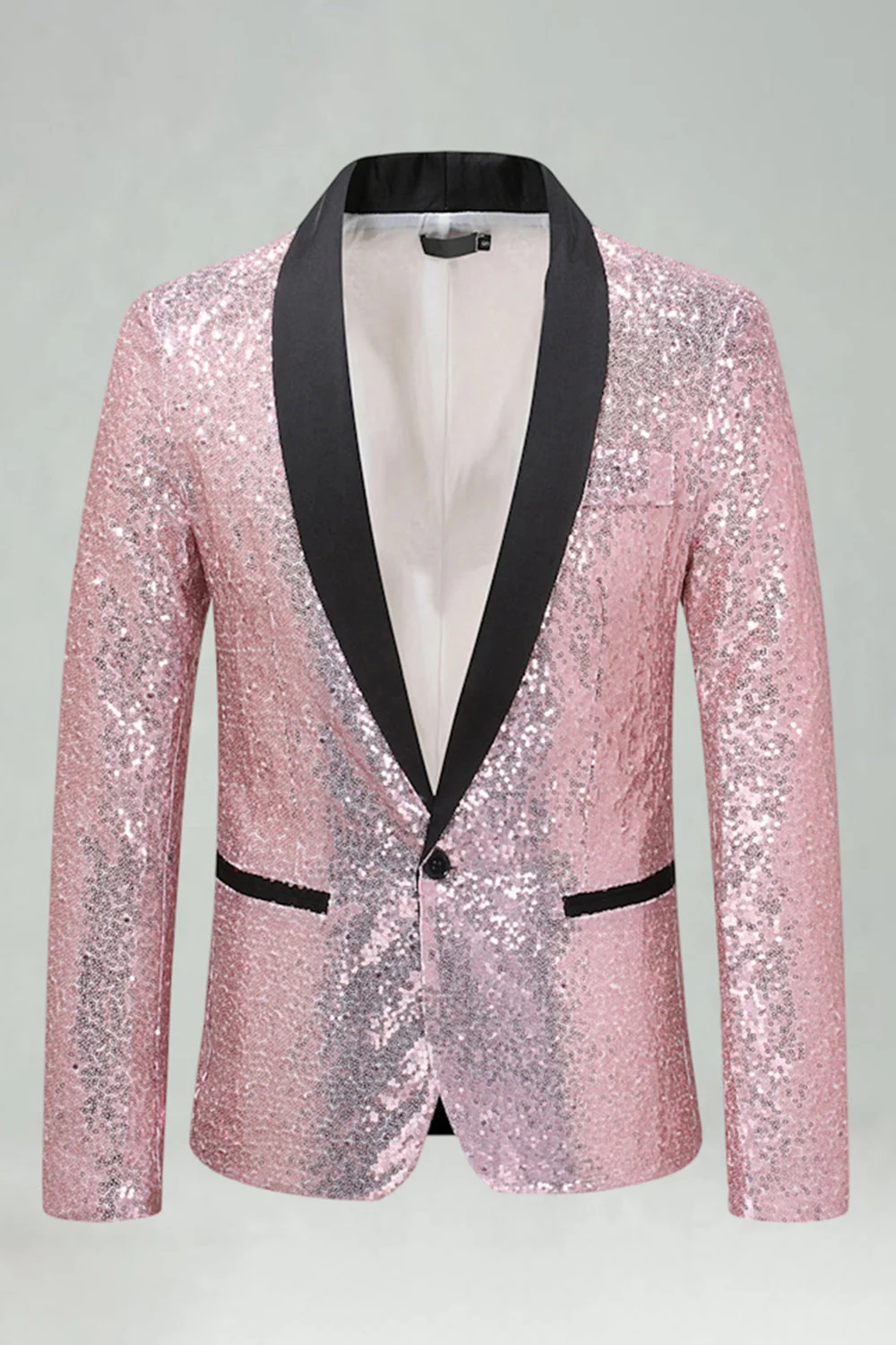 Blazer de bal masculin en châle à sequins et en revers bleu royal - Image 11