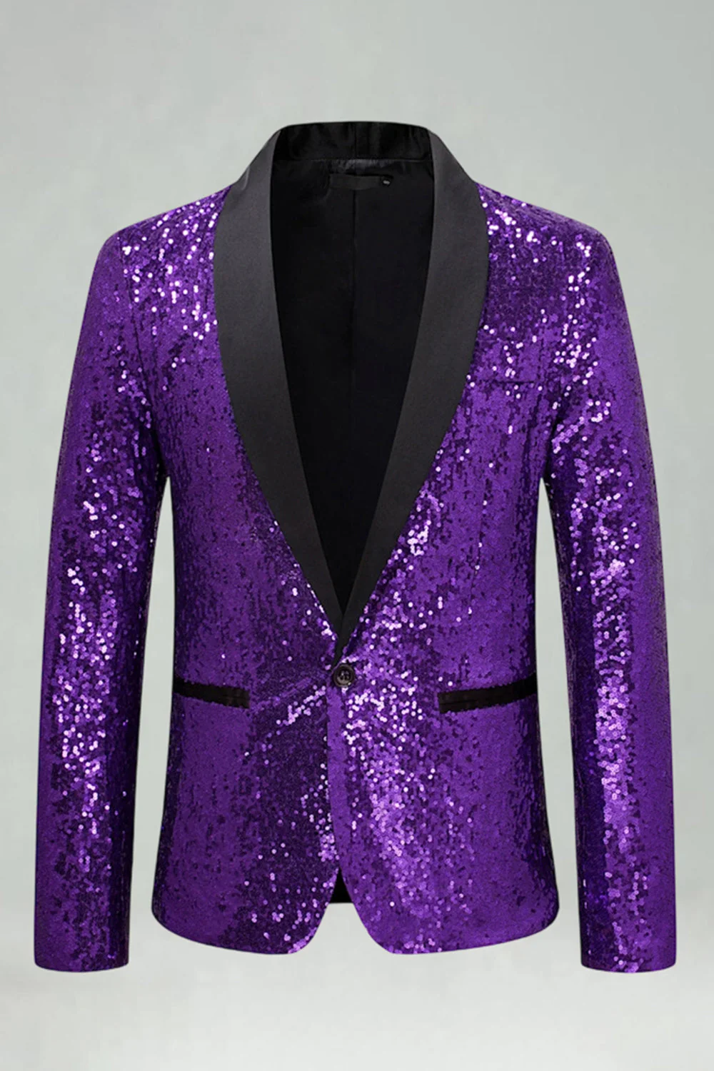 Blazer de bal masculin en châle à sequins et en revers bleu royal - Image 13