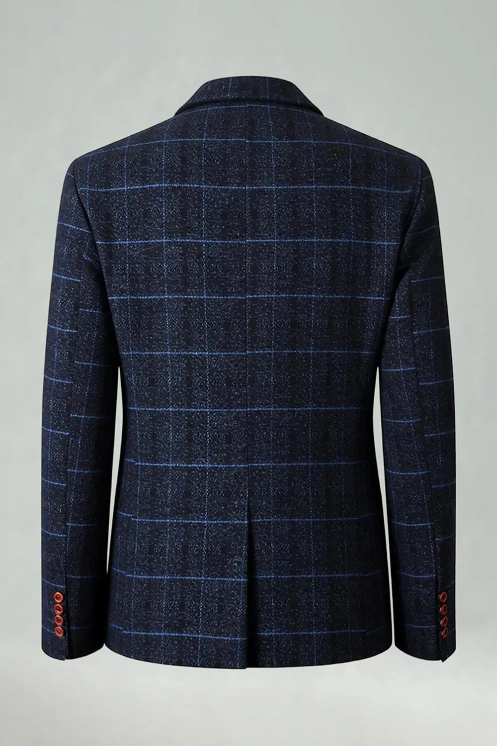 Blazer de bal masculin Navy à revers à carreaux - Image 2