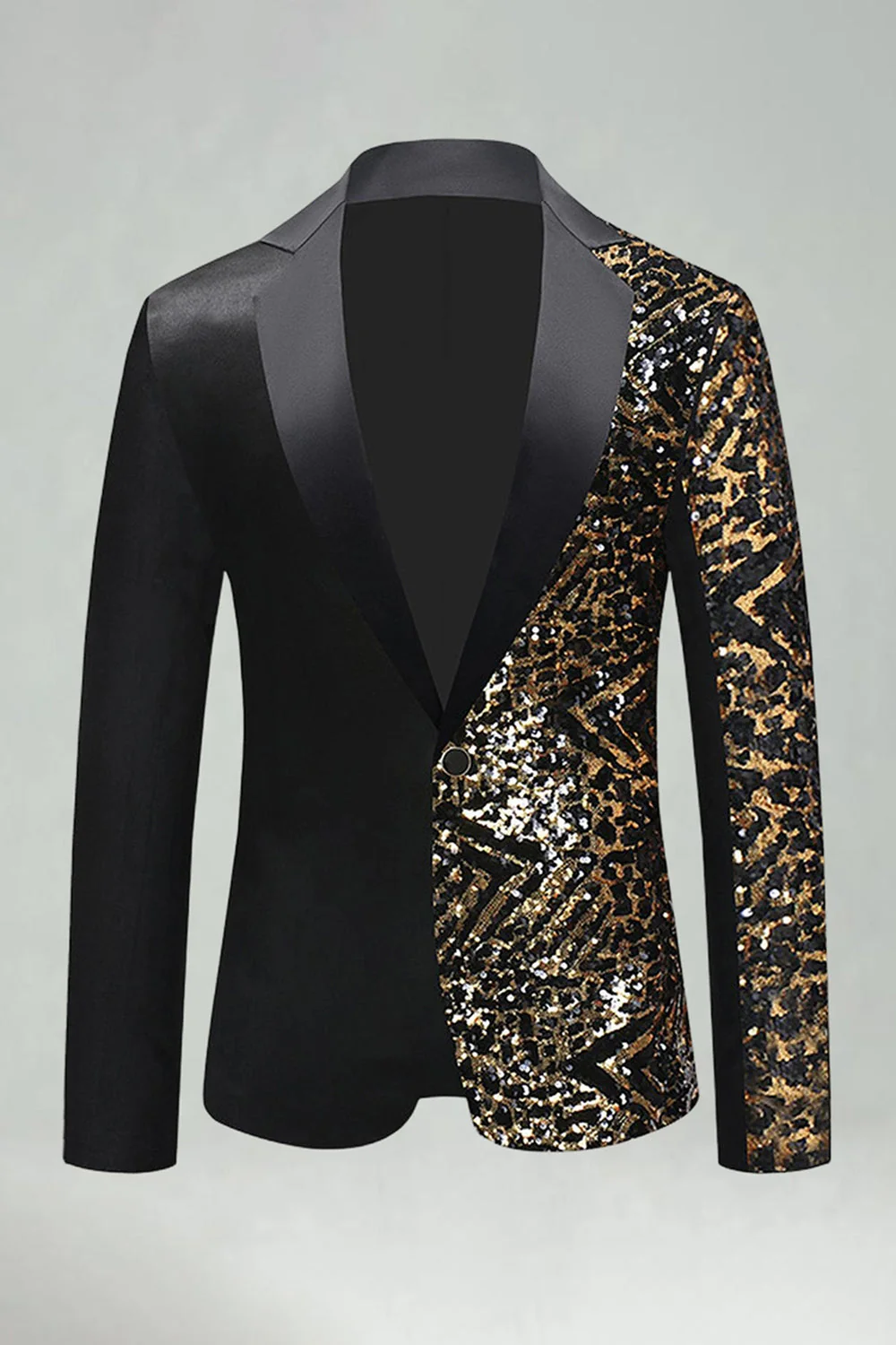 Blazer de bal pour hommes à paillettes noires dorées