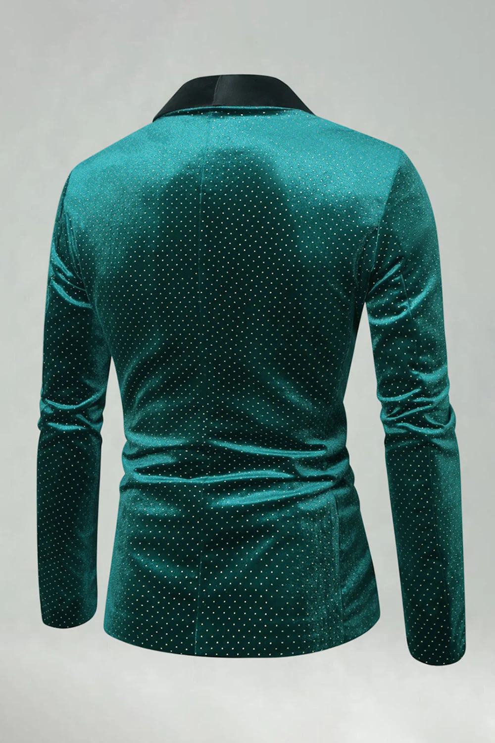 Blazer de bal pour hommes à revers en velours vert en velour - Image 2