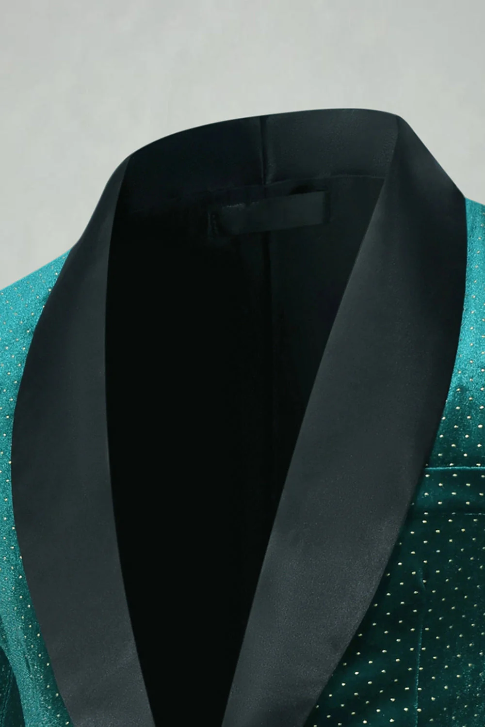 Blazer de bal pour hommes à revers en velours vert en velour - Image 3