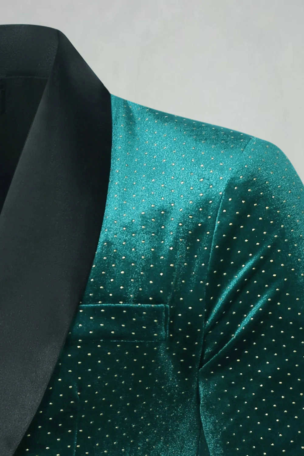 Blazer de bal pour hommes à revers en velours vert en velour - Image 7