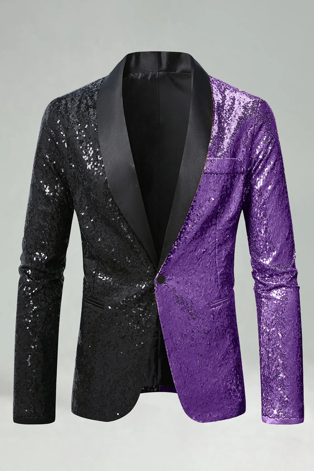 Blazer de bal pour hommes à revers noir doré en châle doré scintillant - Image 10