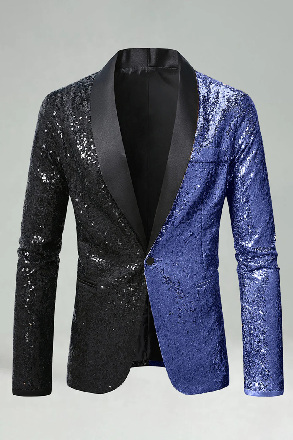 Blazer de bal pour hommes à revers noir doré en châle doré scintillant - Image 9