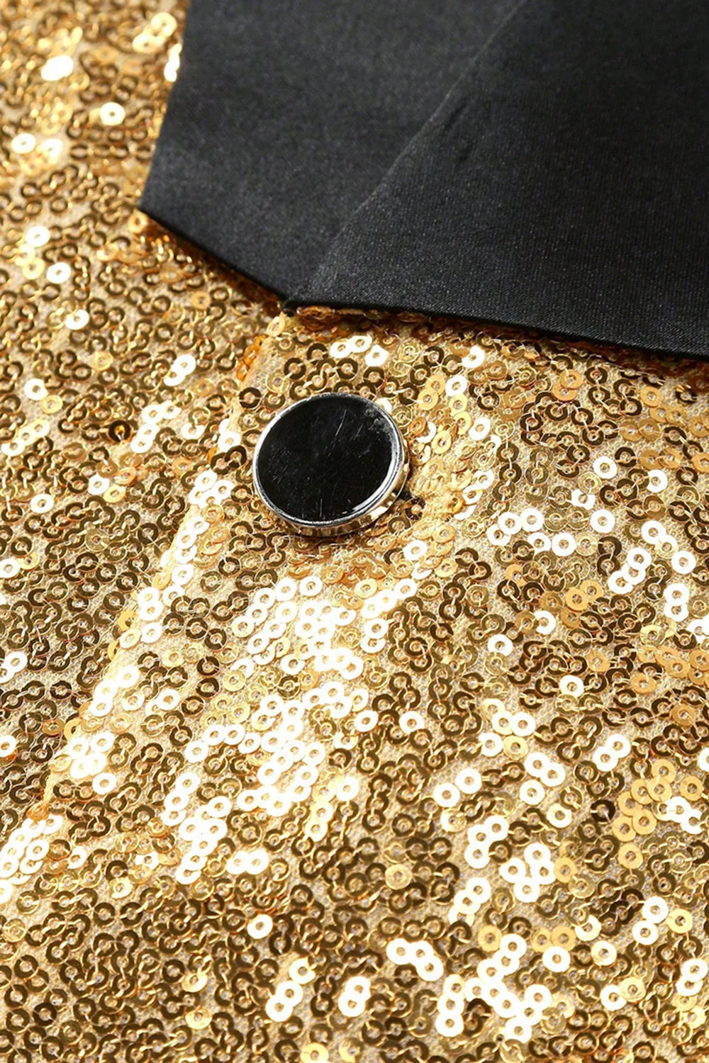 Blazer de bal pour hommes à simple boucle à châle doré scintillant - Image 5