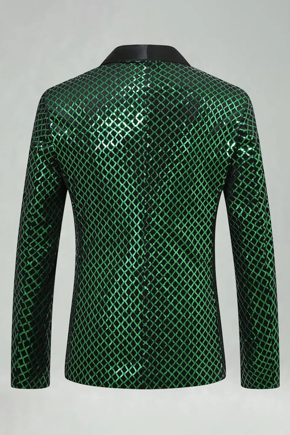 Blazer de bal pour hommes en revers à paillettes vertes - Image 2