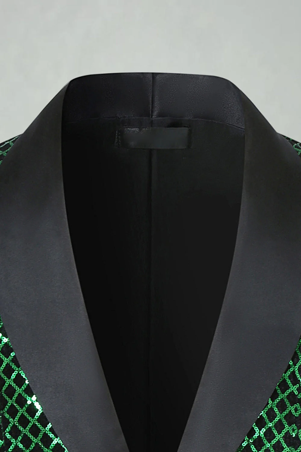 Blazer de bal pour hommes en revers à paillettes vertes - Image 3