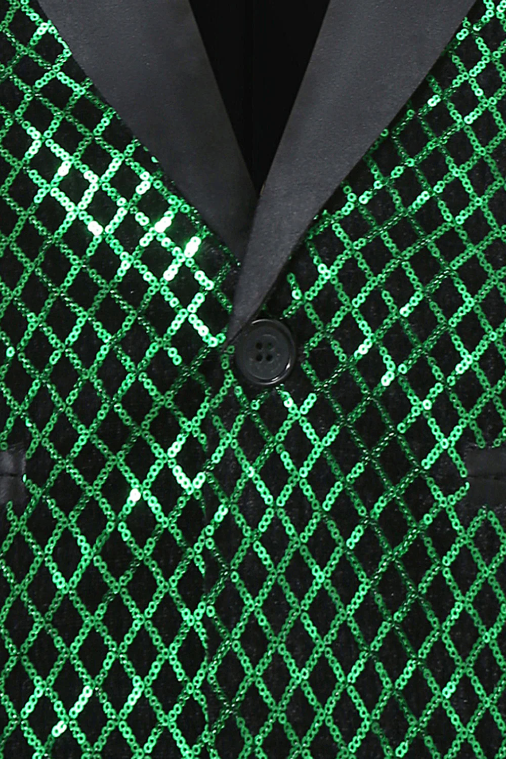 Blazer de bal pour hommes en revers à paillettes vertes - Image 5