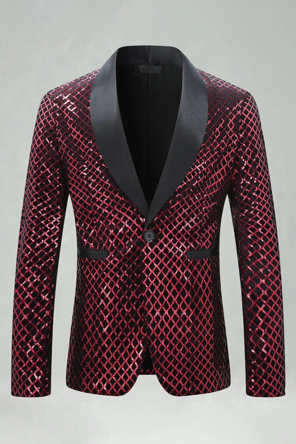 Blazer de bal pour hommes en revers à paillettes vertes - Image 8