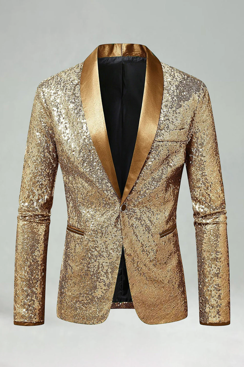 Blazer de bal pour hommes en revers châle vert scintillant - Image 10