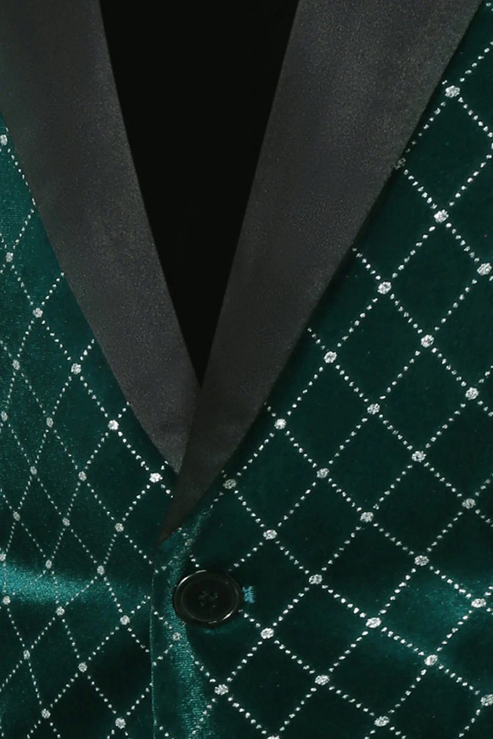 Blazer de bal pour homme en velours vert à carreaux avec revers pointus - Image 5