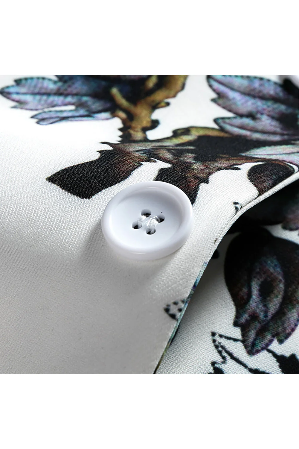 Blazer de mariage pour homme à revers crantés blanc fleuri - Image 3