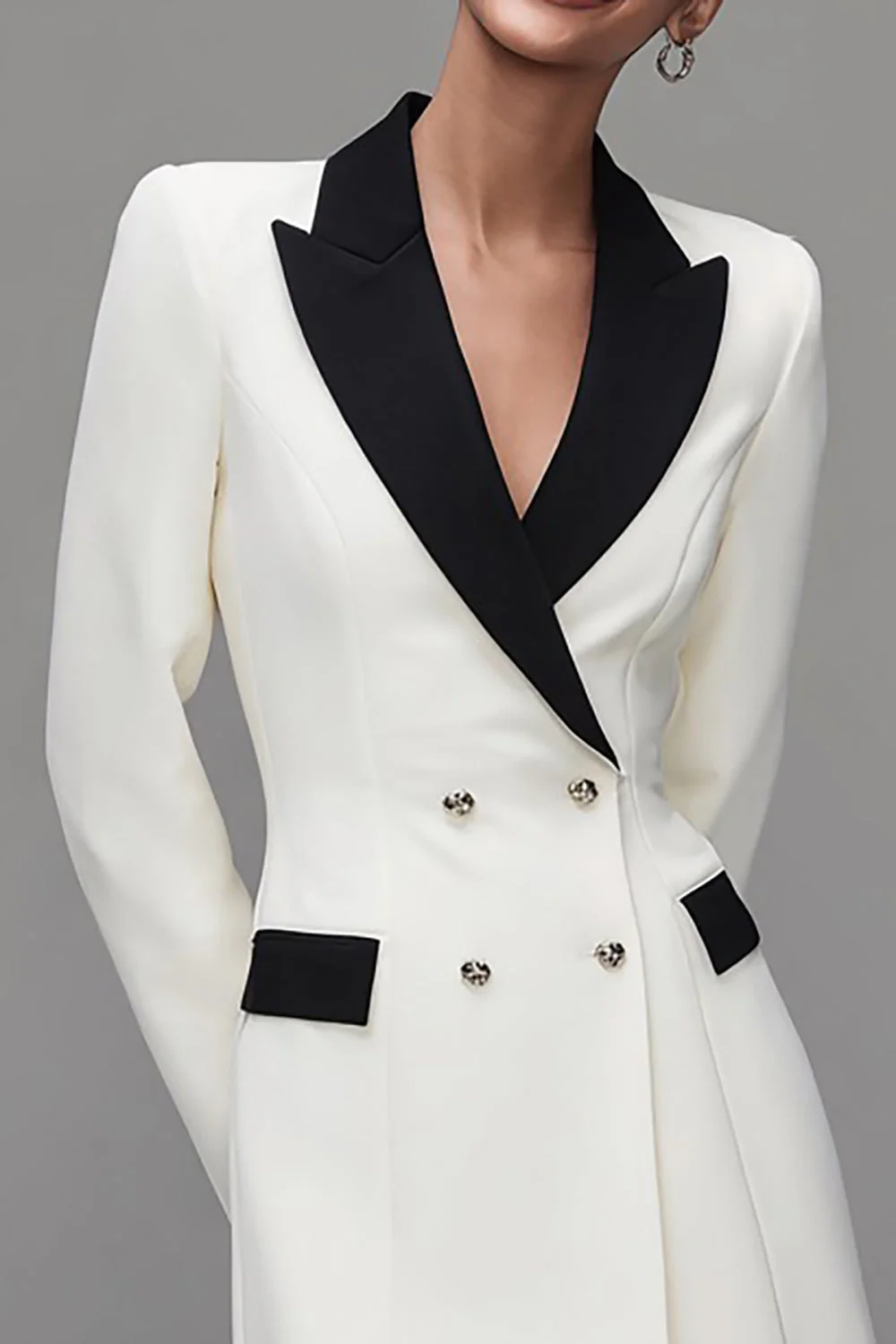 Blazer Femme Châle Ivoire À Double Boutonnage - Image 3