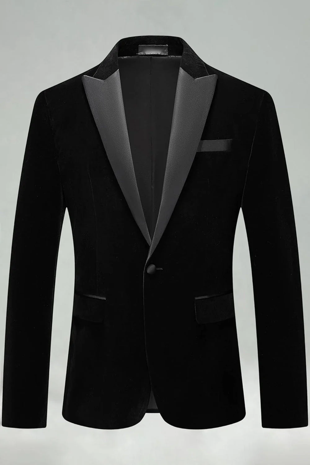 Blazer formel à revers pointu en velours noir