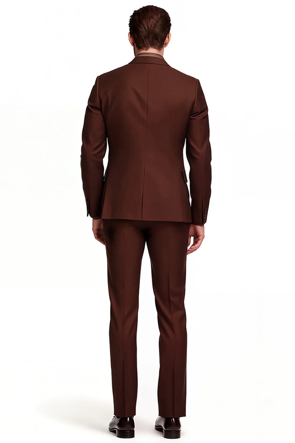 Blazer formel brun foncé à revers cranté pour hommes - Image 3