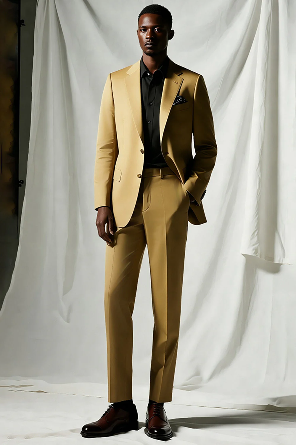 Blazer formel pour homme à revers cranté kaki - Image 2