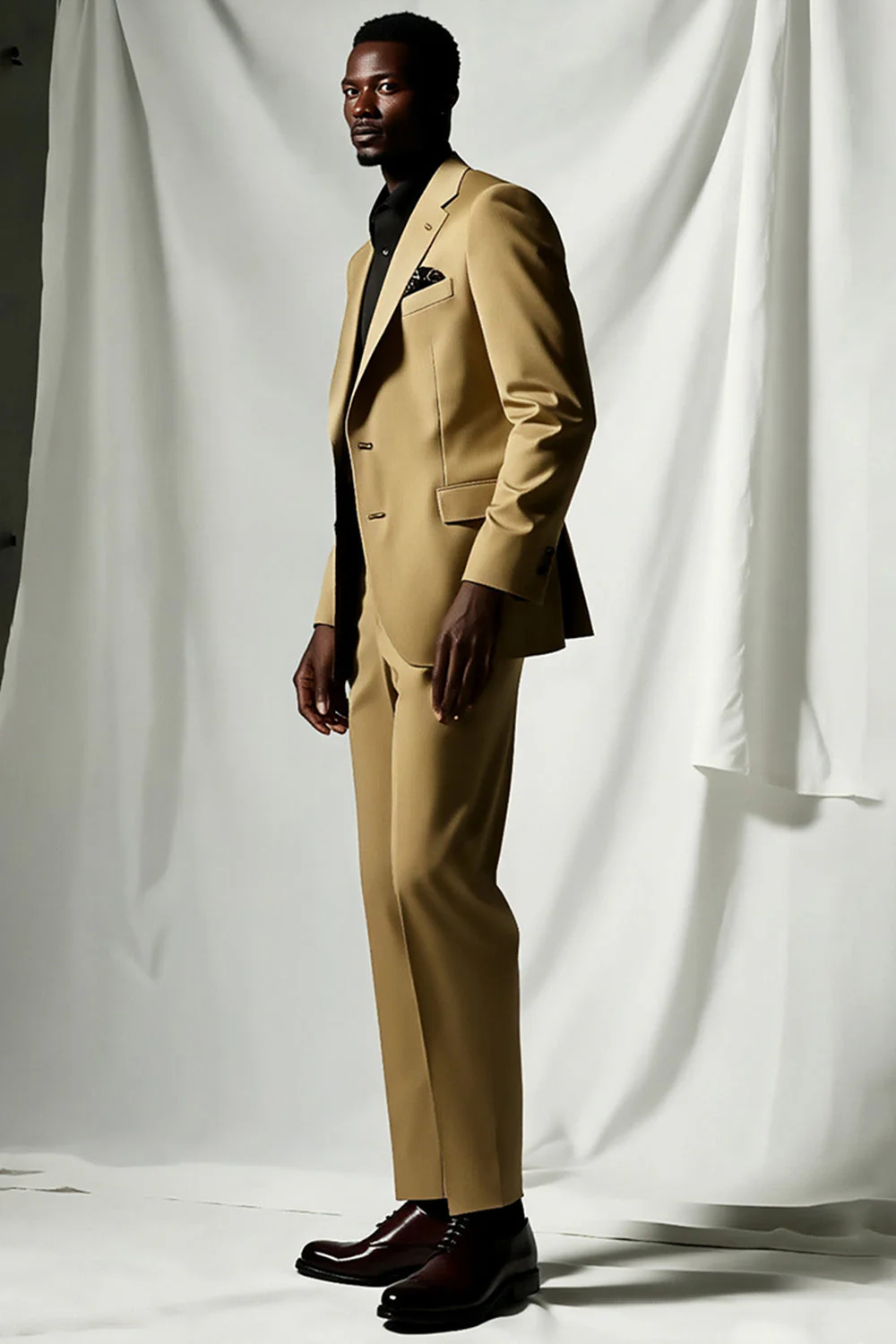 Blazer formel pour homme à revers cranté kaki - Image 4