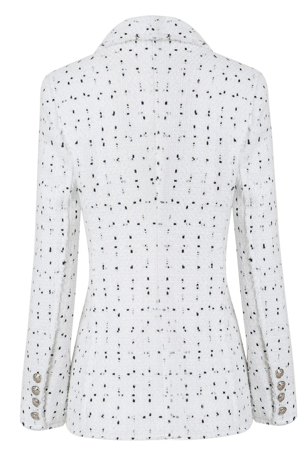 Blazer midi à pois blanc à double boutonnage pour femme - Image 2