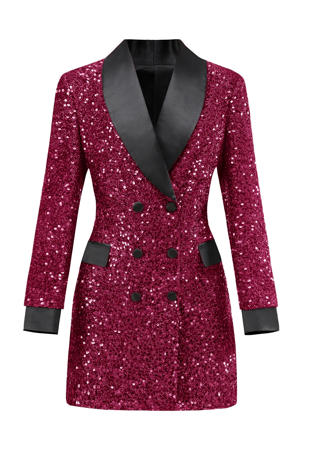 Blazer moulant moulant bordeaux scintillant pour femme - Image 15