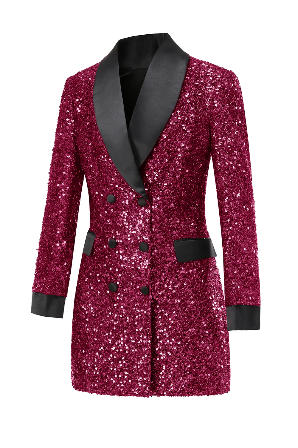 Blazer moulant moulant bordeaux scintillant pour femme - Image 17