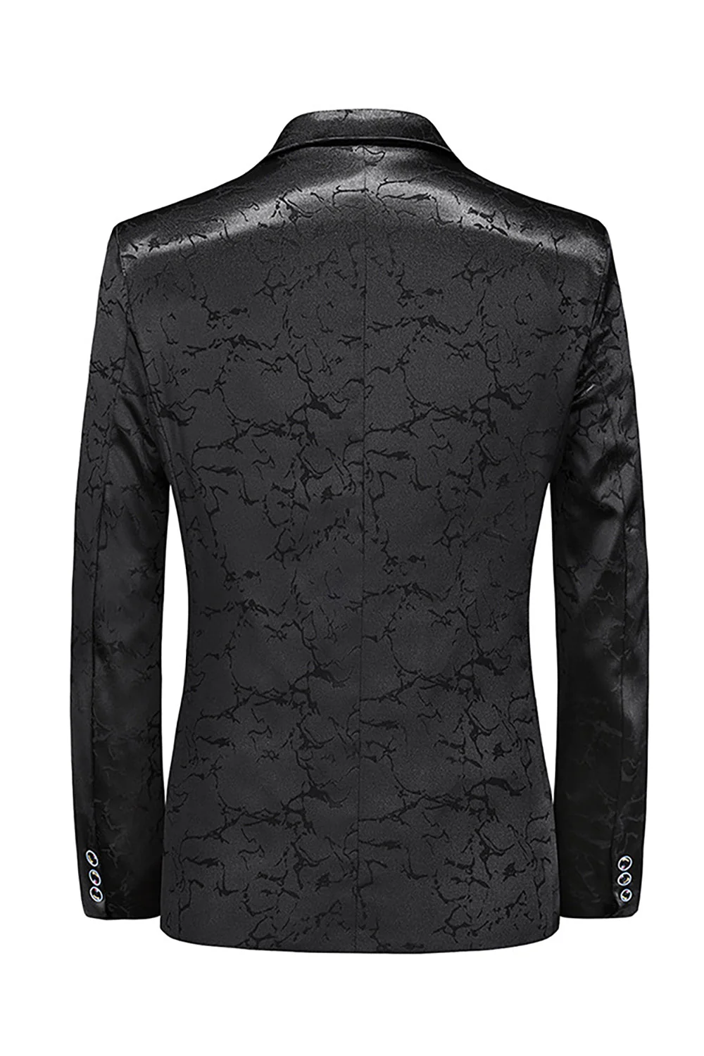 Blazer noir à un bouton à revers cranté pour homme avec poches - Image 2