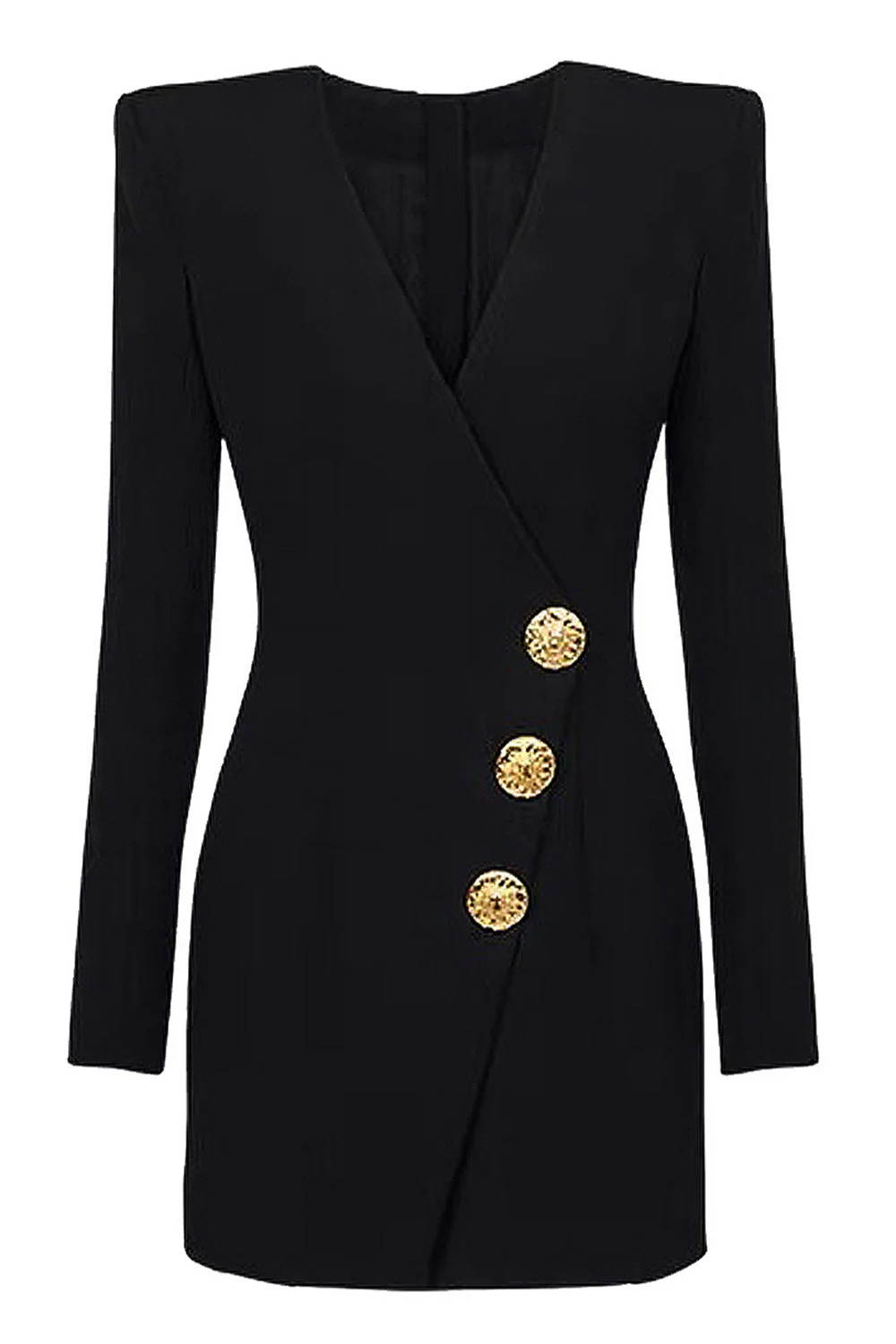 Blazer noir en satin à col en V - Image 3