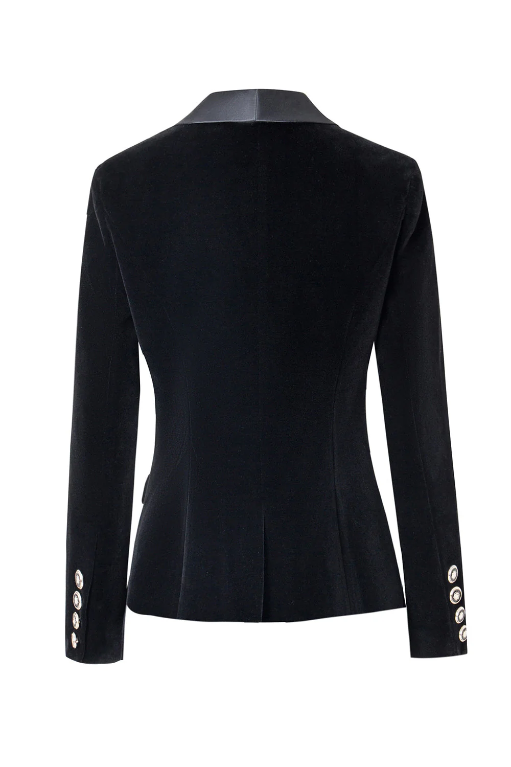 Blazer femme noir en velours coupe slim boutonné - Image 2
