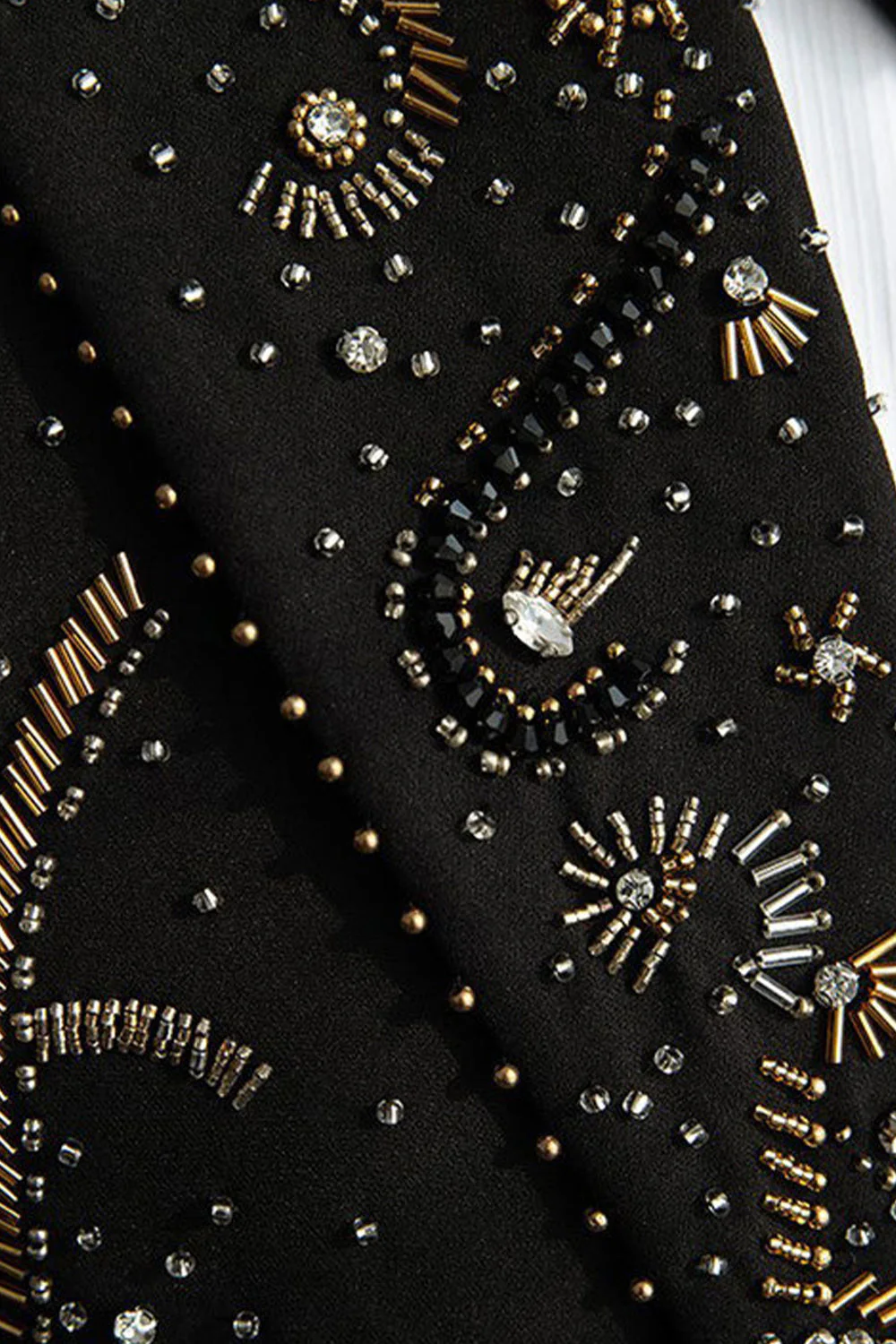 Blazer noir noir à revers à boutons pointu perlé - Image 3