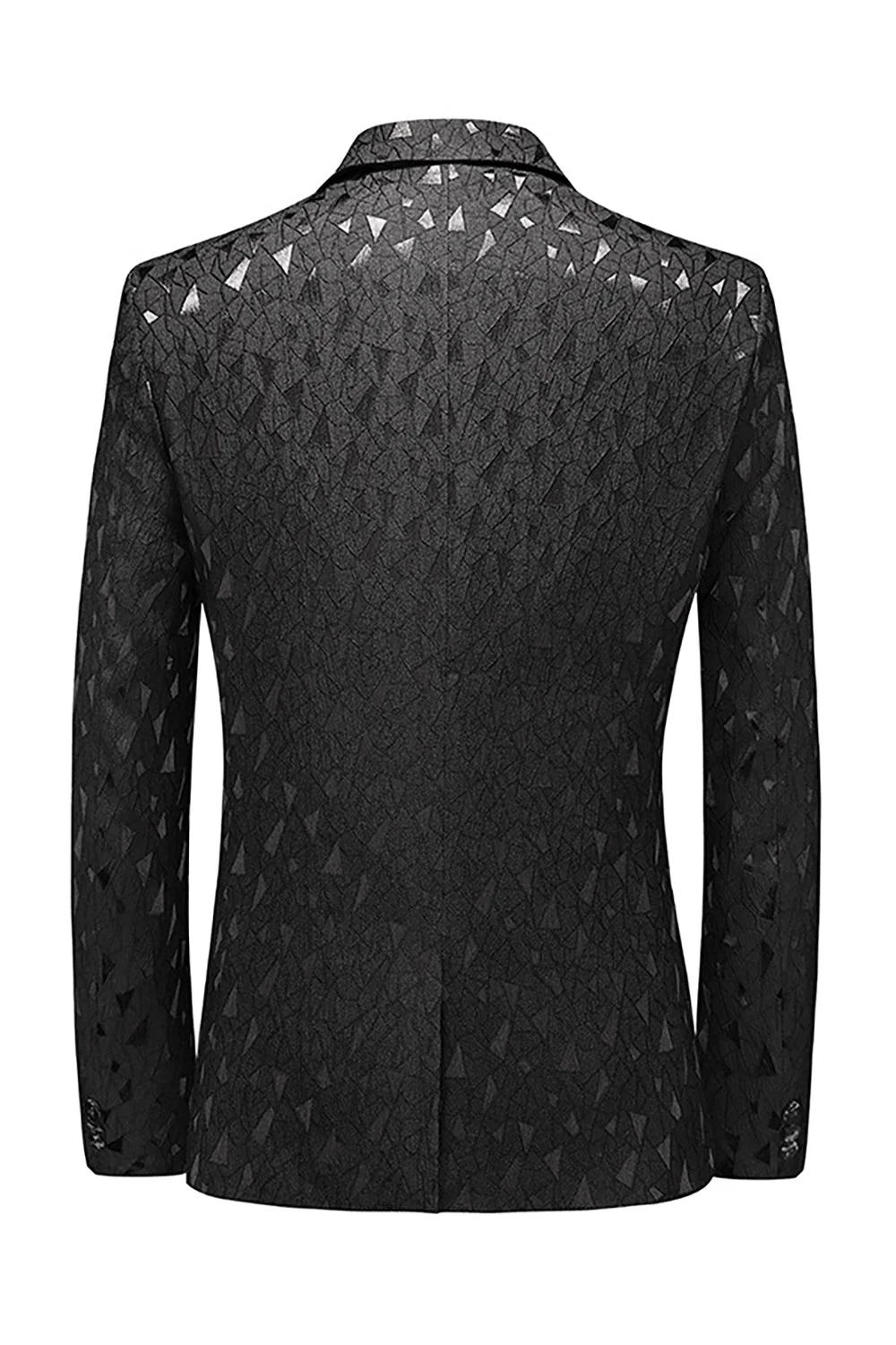 Blazer pour homme à poches crantées imprimées noires - Image 2