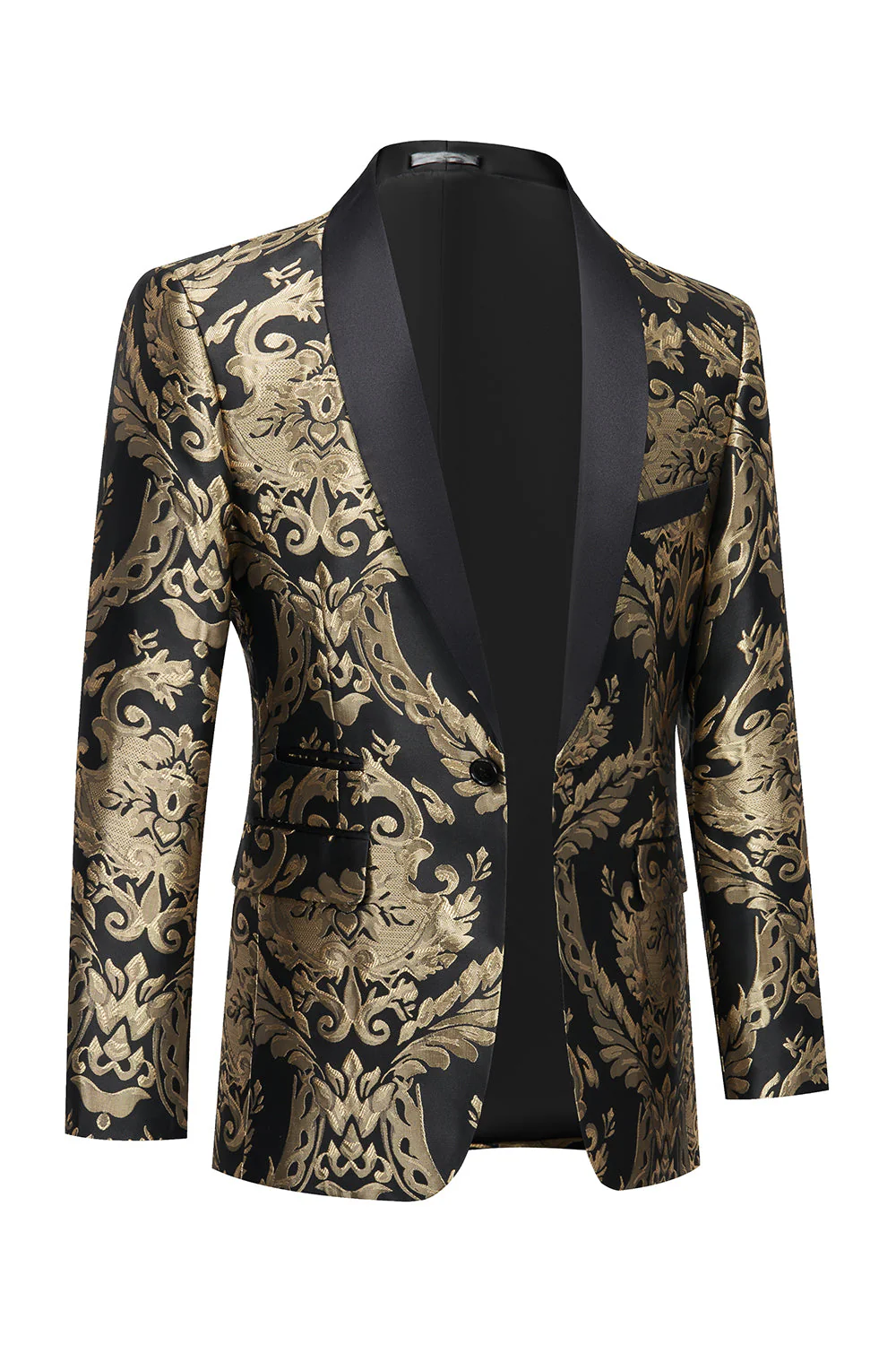 Blazer pour homme noir brodé doré - Image 3