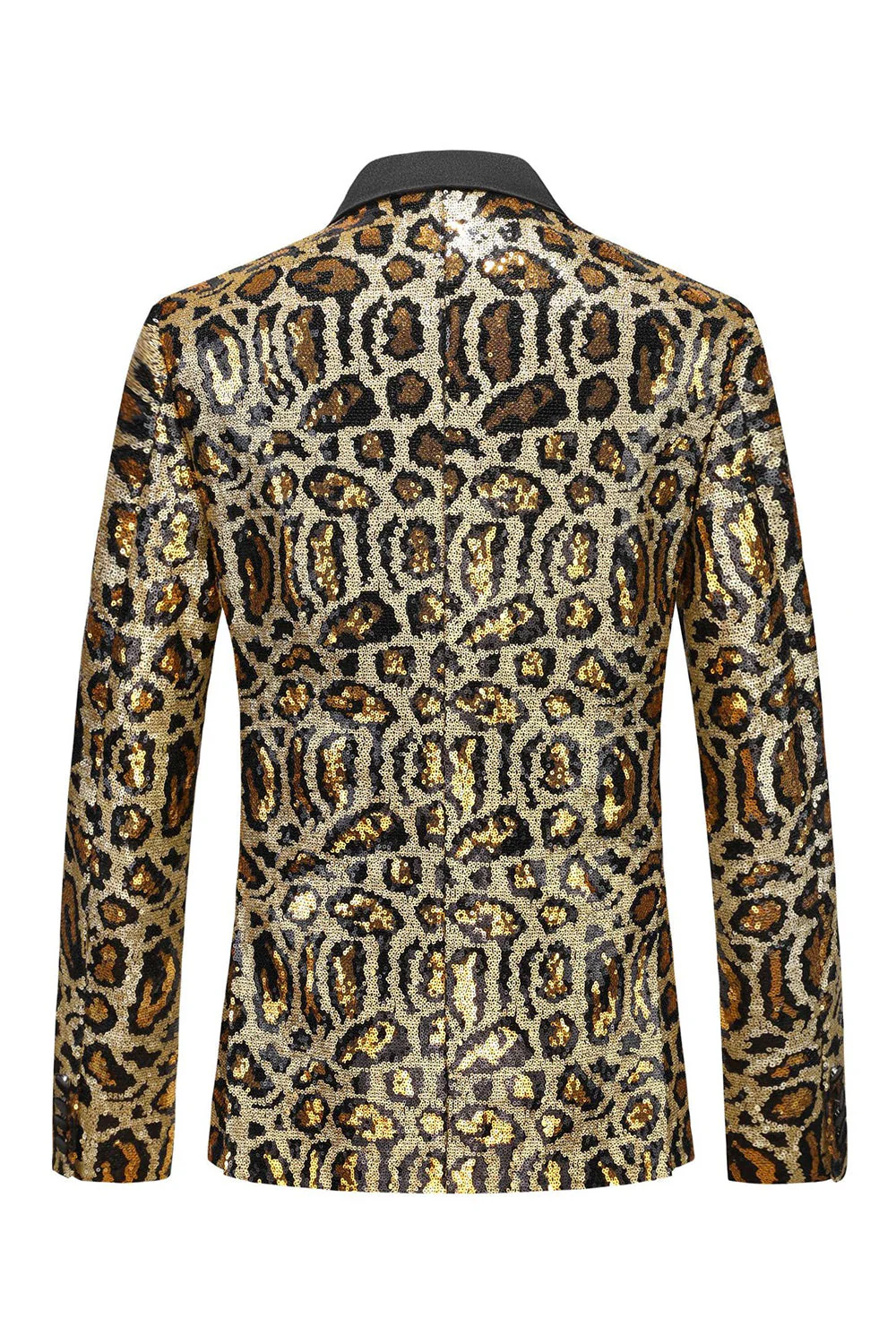 Blazer pour hommes à simple boutonnage à paillettes léopard éclatante et scintillant - Image 4
