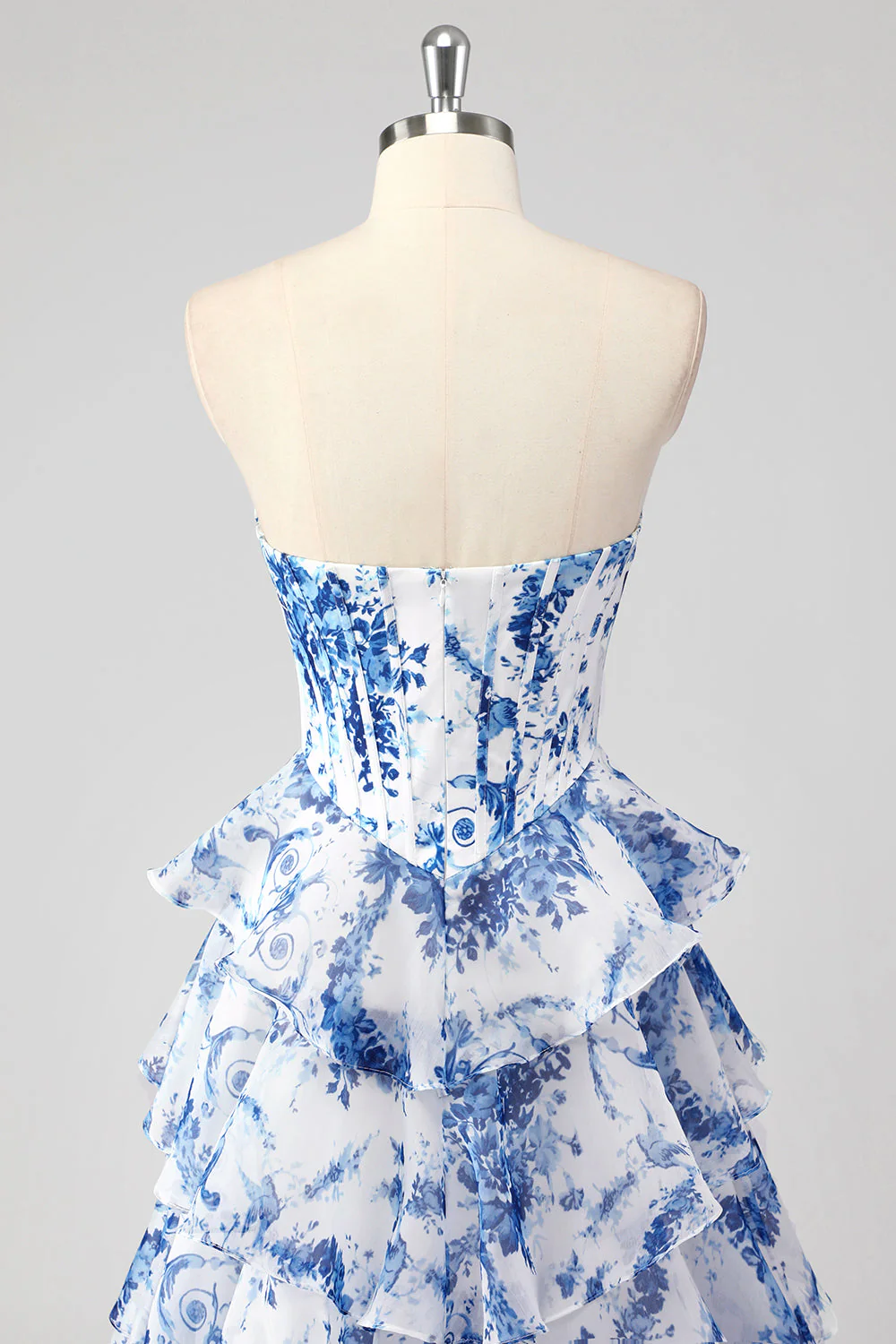Floral Une ligne sans bretelles Corset Robe De Soirée Blush Tier avec Fente - Image 16