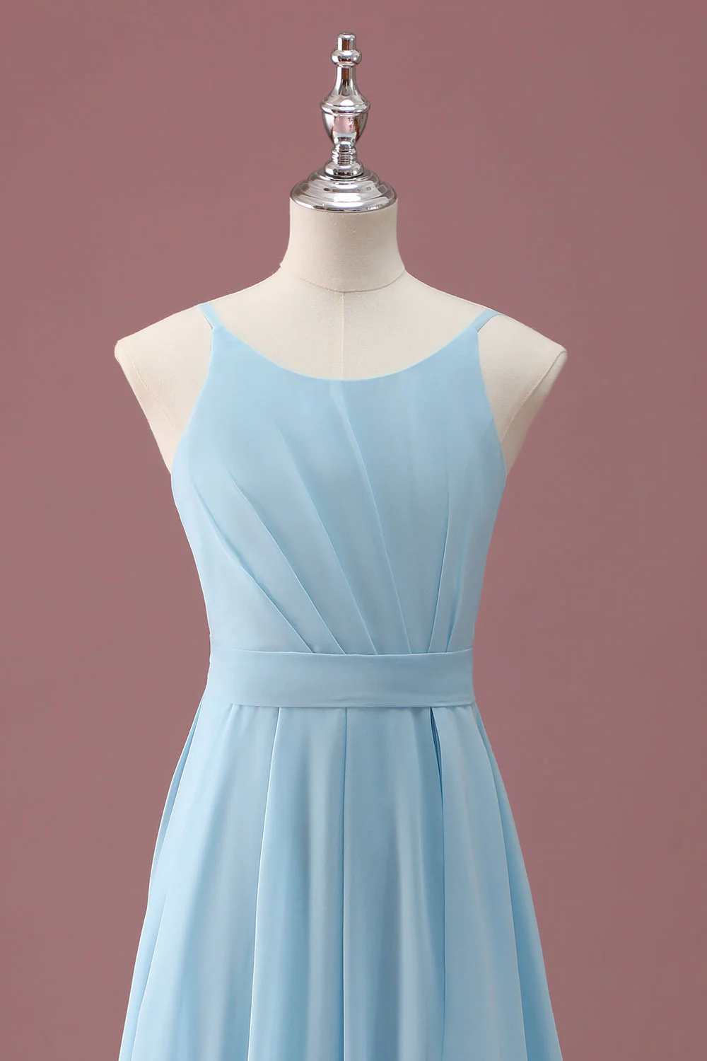 Bleu ciel Une ligne spaghetti bretelles volants Robe de demoiselle d’honneur junior - Image 4