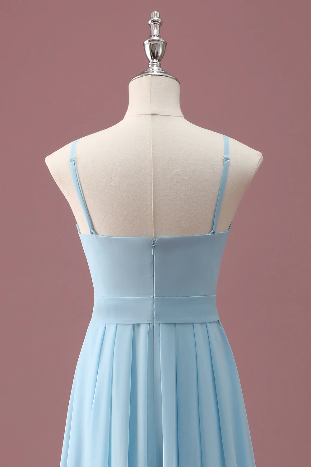 Bleu ciel Une ligne spaghetti bretelles volants Robe de demoiselle d’honneur junior - Image 5
