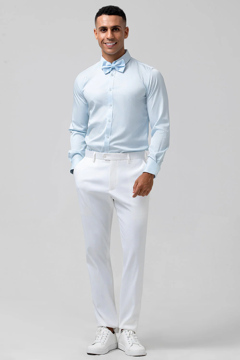 Bleu clair Peak Repel Un Bouton 2 Pièces Floral Hommes Costumes de Bal Pour Hommes - Image 9