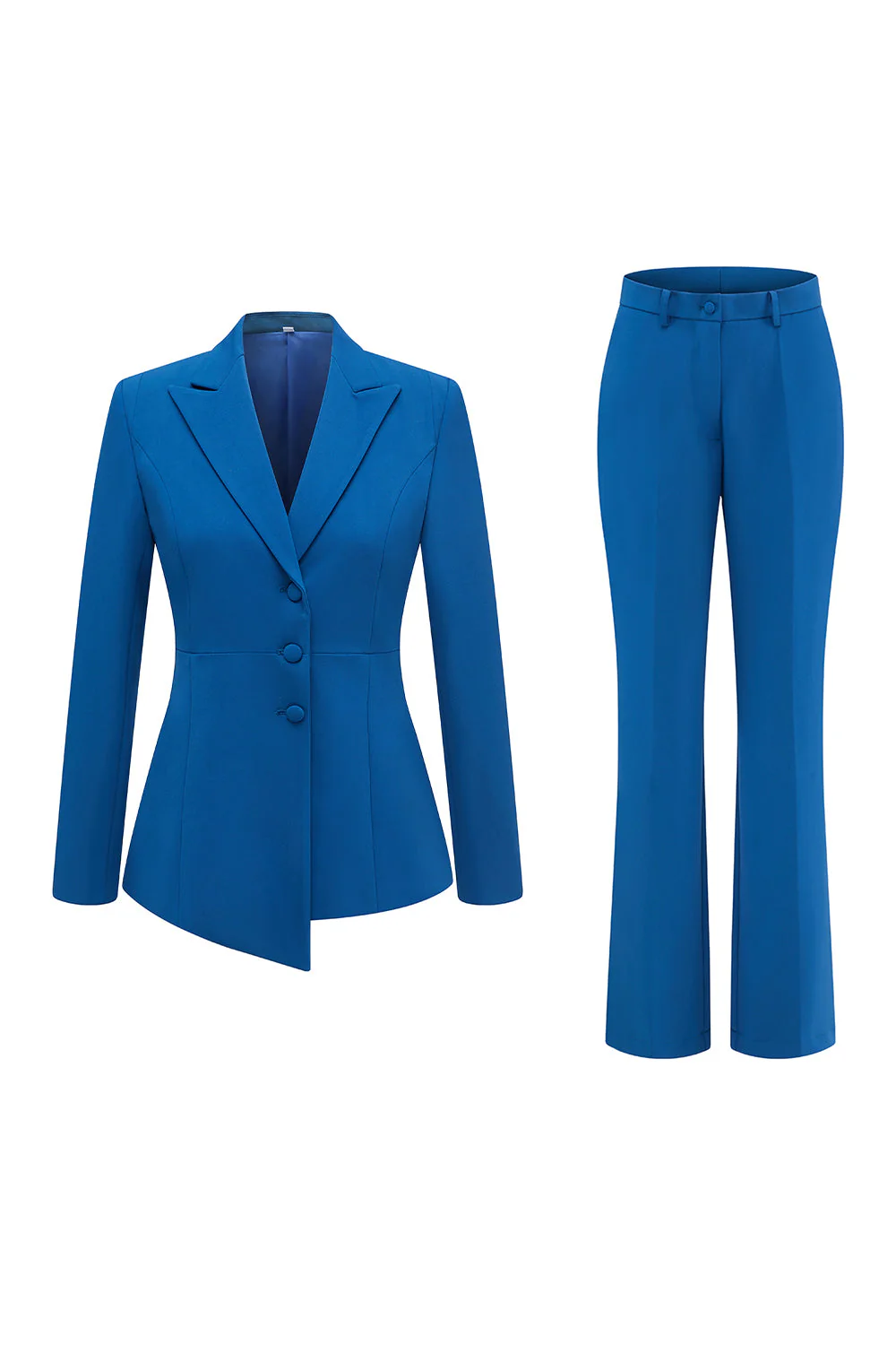 Bleu foncé 2 pièces pointe revers simple boutonnage femmes bal costumes - Image 3