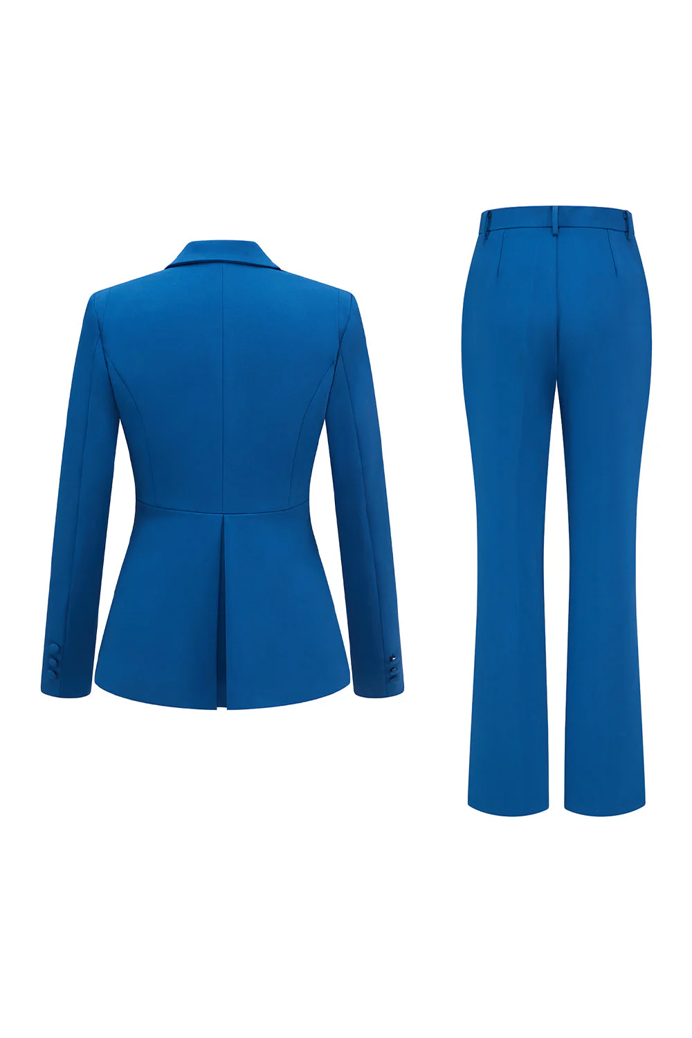 Bleu foncé 2 pièces pointe revers simple boutonnage femmes bal costumes - Image 4