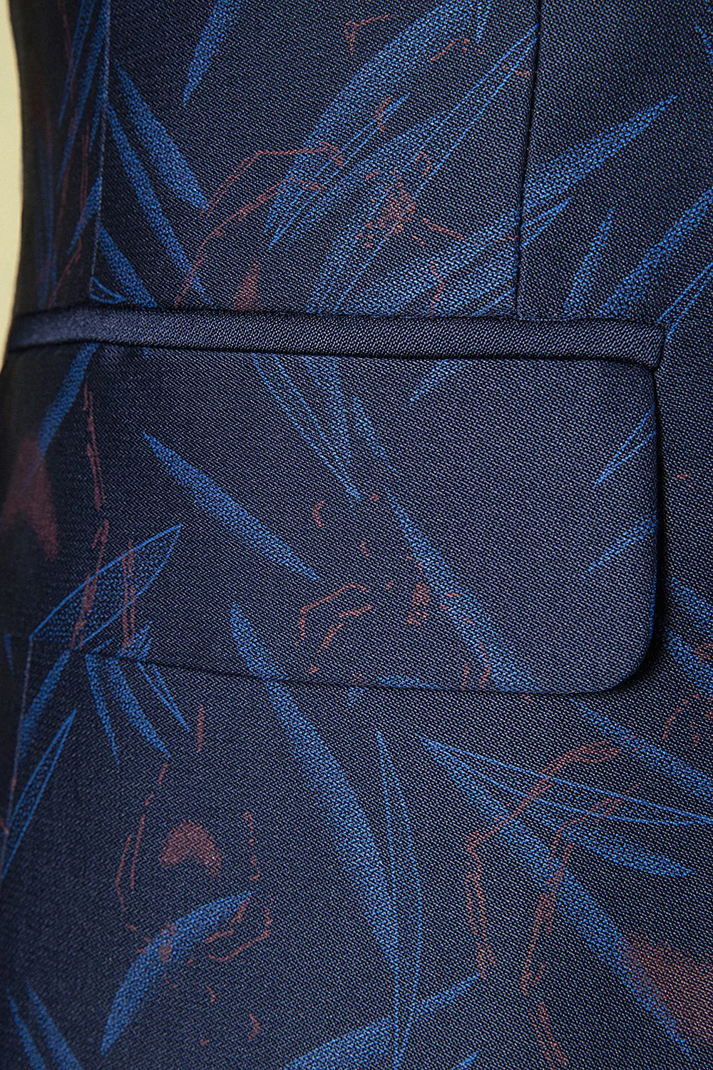 Bleu foncé à revers à pointe imprimé smoking 3 pièces pour homme - Image 7