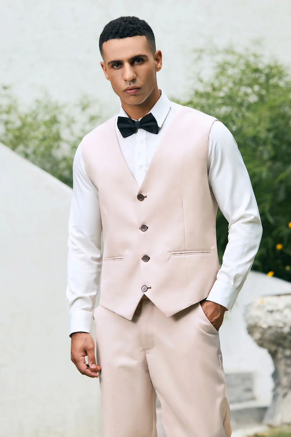 Bleu kaki clair Peak Lapel 3 pièces un bouton Costumes de bal pour hommes - Image 5