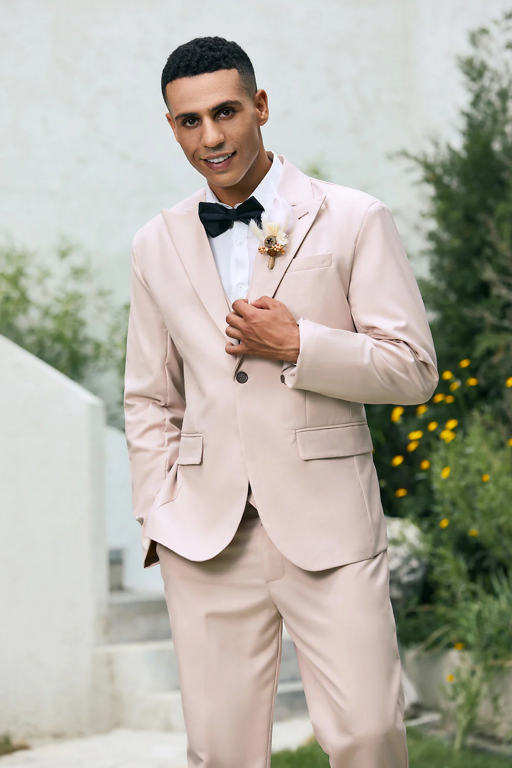 Bleu kaki clair Peak Lapel 3 pièces un bouton Costumes de bal pour hommes - Image 7