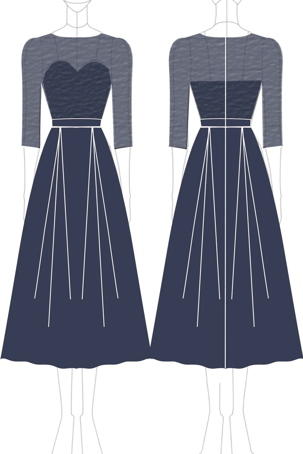 Bleu marine scintillant perlé une ligne Manches longues Mère de la mariée Robe avec dentelle - Image 3