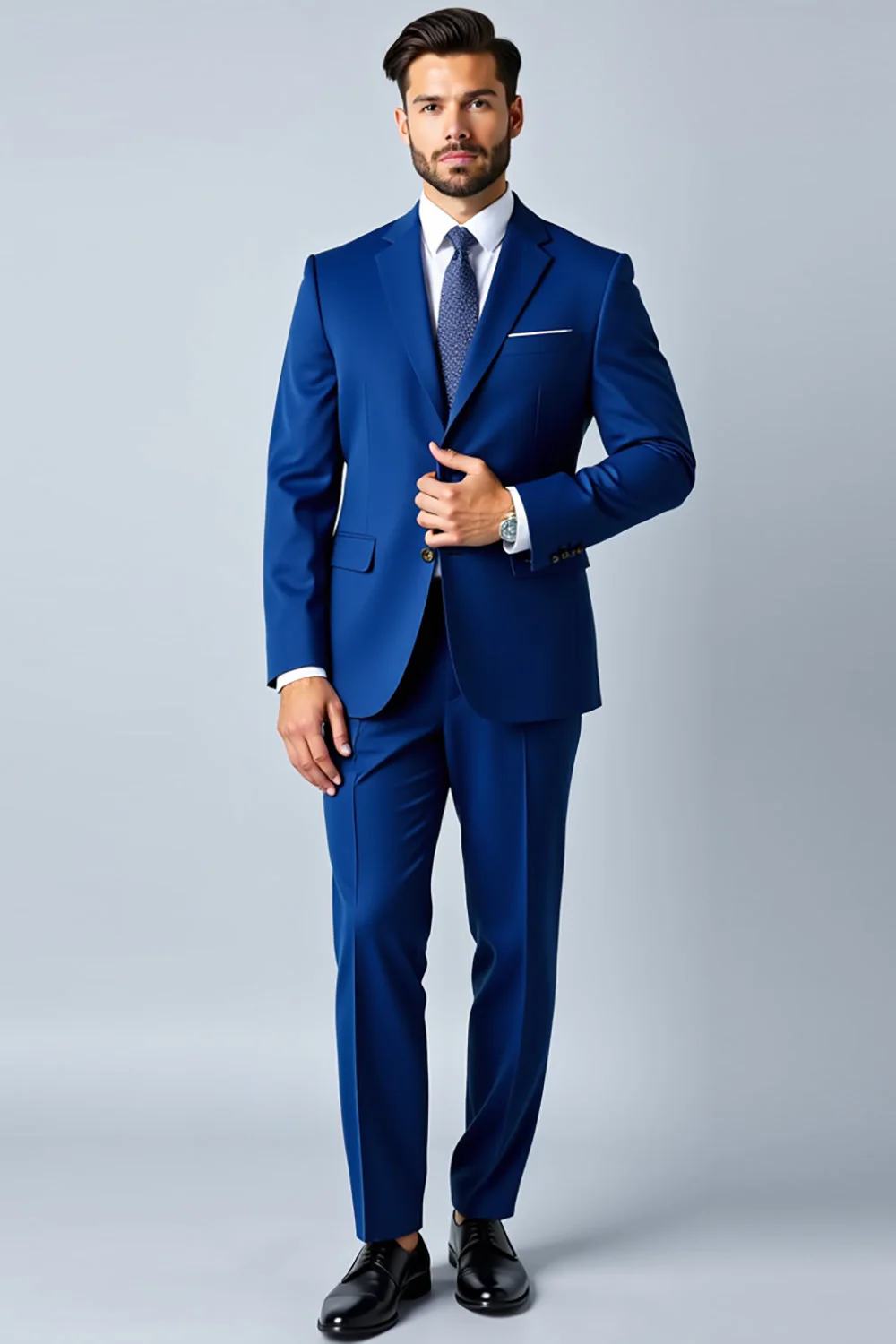 Costume homme 2 pièces bleu royal à revers châle coupe ajustée