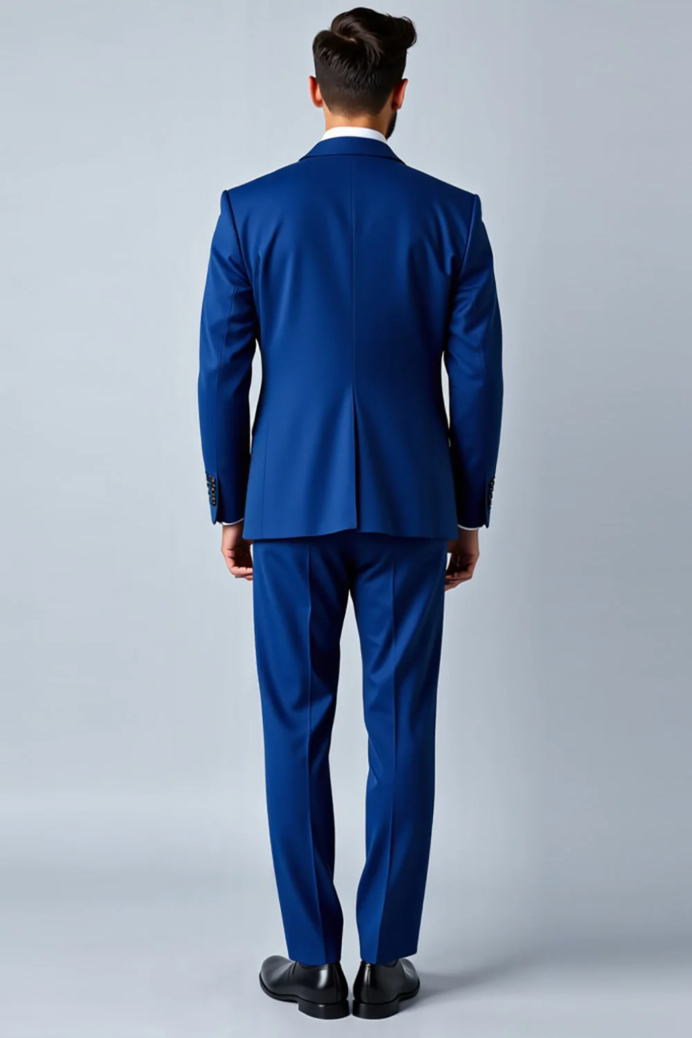 Costume homme 2 pièces bleu royal à revers châle coupe ajustée - Image 2