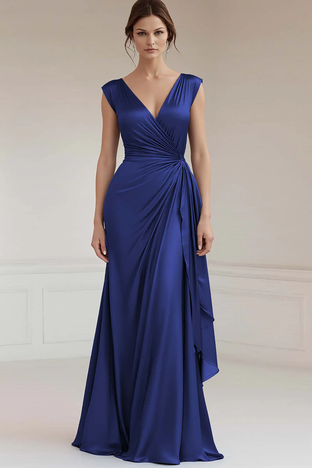 Bleu royal Robe longue froncée - Image 19